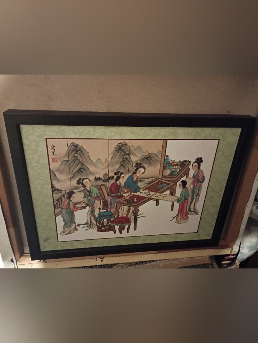 VINTAGE Shang Kuan- Signed Art 🎨 Framed Traditional Chinese Wall Art 🎭 🛍️🎁